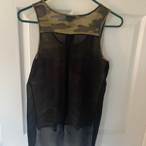 Camo front and mesh black back tank top
